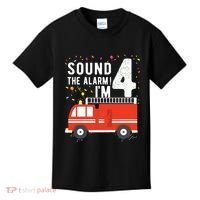 Kids Fire Truck 4th Birthday Boy 4 Year Old Firefighter Kids T-Shirt thumb 0