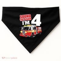 Kids Fire Truck 4th Birthday Boy Firefighter 4 Year Old USA-Made Doggie Bandana thumb 0