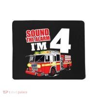 Kids Fire Truck 4th Birthday Boy Firefighter 4 Year Old Mousepad thumb 0