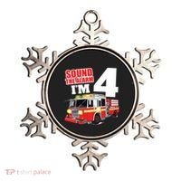 Kids Fire Truck 4th Birthday Boy Firefighter 4 Year Old Ornament thumb 0