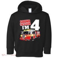 Kids Fire Truck 4th Birthday Boy Firefighter 4 Year Old Toddler Hoodie thumb 0