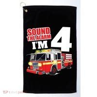 Kids Fire Truck 4th Birthday Boy Firefighter 4 Year Old Golf Towel thumb 0