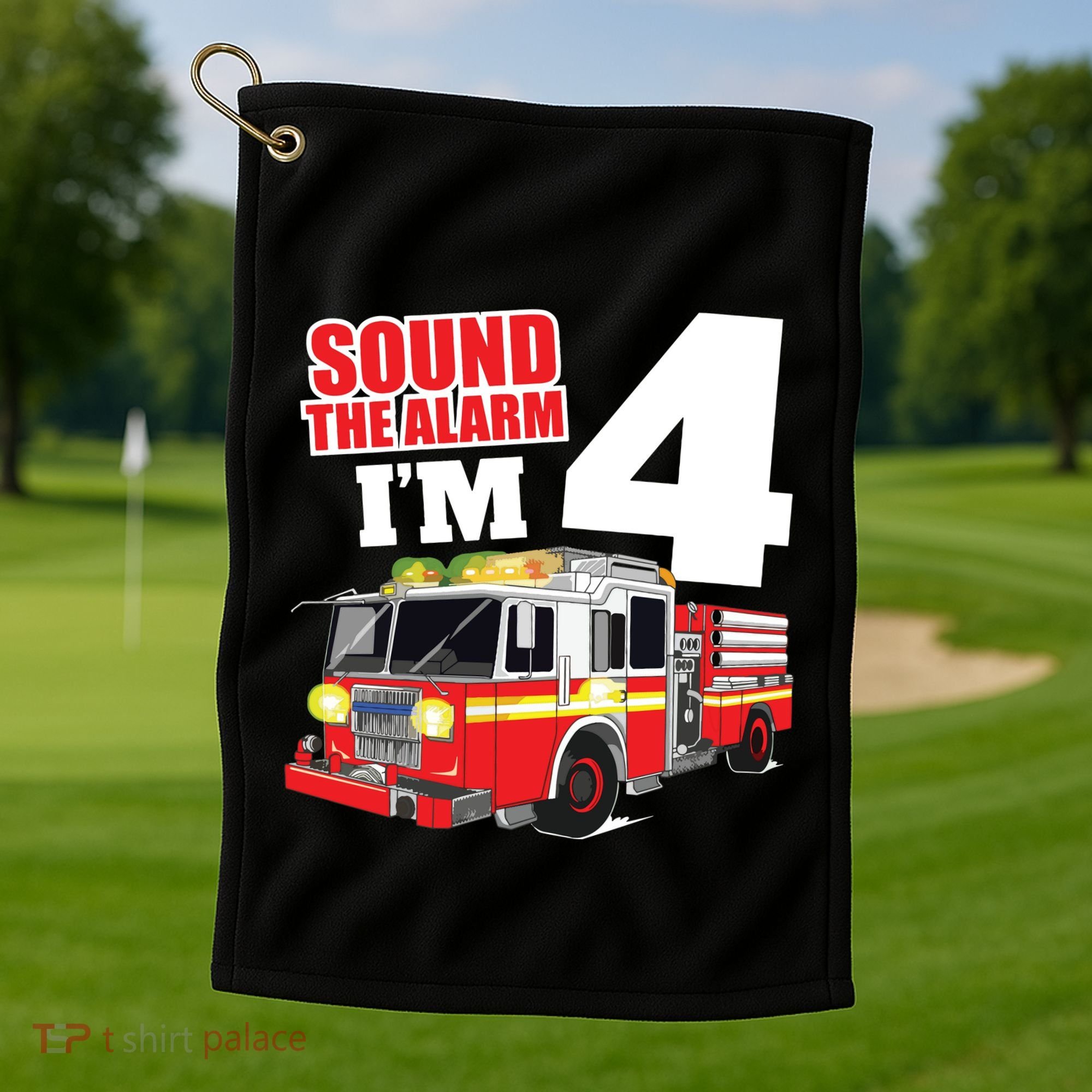 Kids Fire Truck 4th Birthday Boy Firefighter 4 Year Old Golf Towel