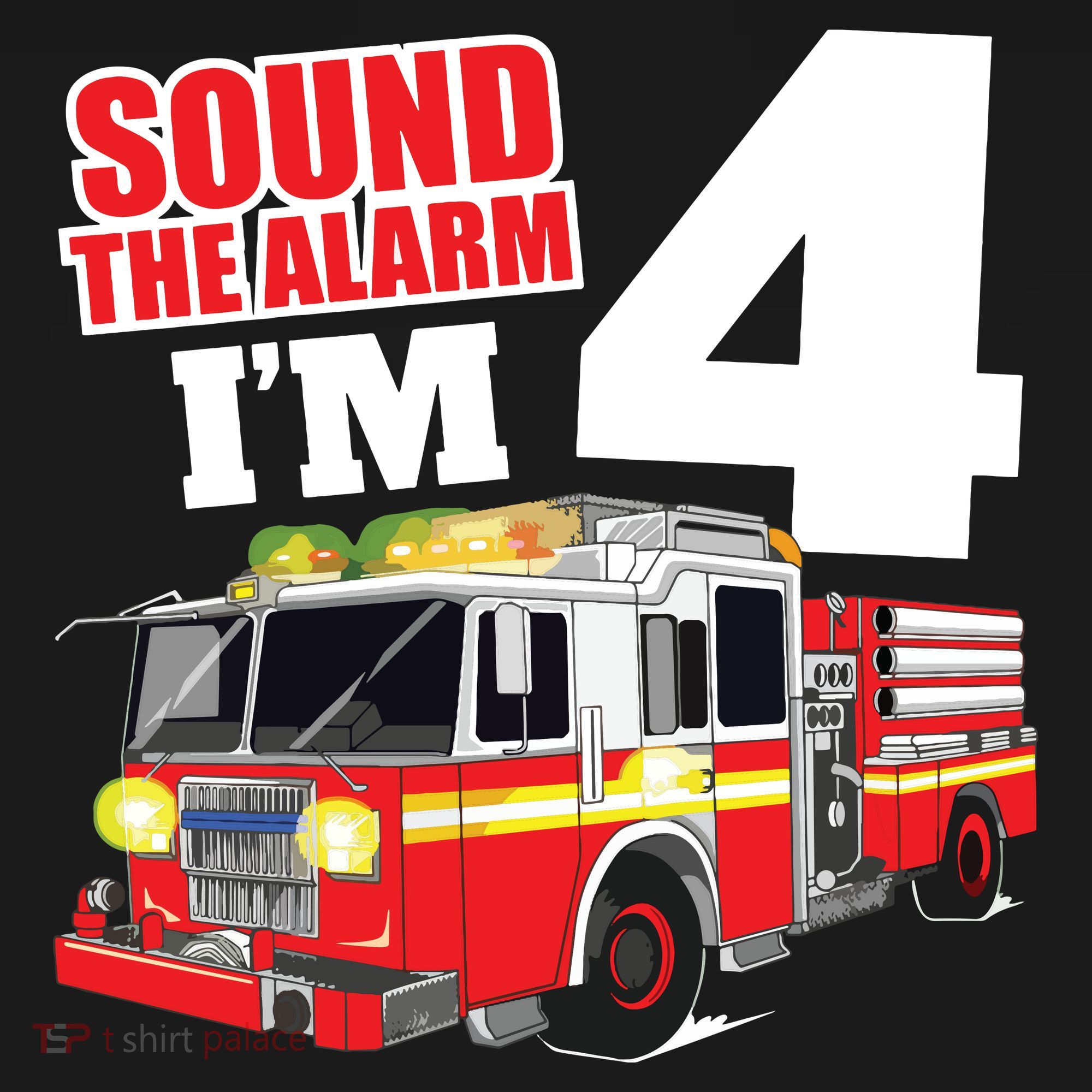 Kids Fire Truck 4th Birthday Boy Firefighter 4 Year Old Toddler T-Shirt