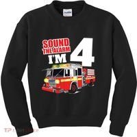 Kids Fire Truck 4th Birthday Boy Firefighter 4 Year Old Kids Sweatshirt thumb 0