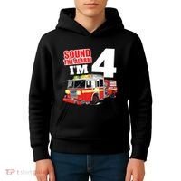 Kids Fire Truck 4th Birthday Boy Firefighter 4 Year Old Kids Hoodie thumb 4