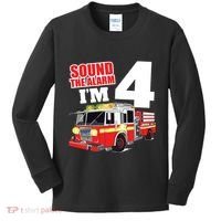 Kids Fire Truck 4th Birthday Boy Firefighter 4 Year Old Kids Long Sleeve Shirt thumb 0