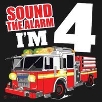 Kids Fire Truck 4th Birthday Boy Firefighter 4 Year Old Kids T-Shirt thumb 4