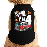 Kids Fire Truck 4th Birthday Boy Firefighter 4 Year Old Doggie Tank thumb 0