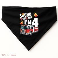 Kids Fire Truck 4th Birthday Boy Firefighter 4 Year Old USA-Made Doggie Bandana thumb 0