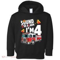 Kids Fire Truck 4th Birthday Boy Firefighter 4 Year Old Toddler Hoodie thumb 0