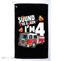 Kids Fire Truck 4th Birthday Boy Firefighter 4 Year Old Golf Towel thumb 0