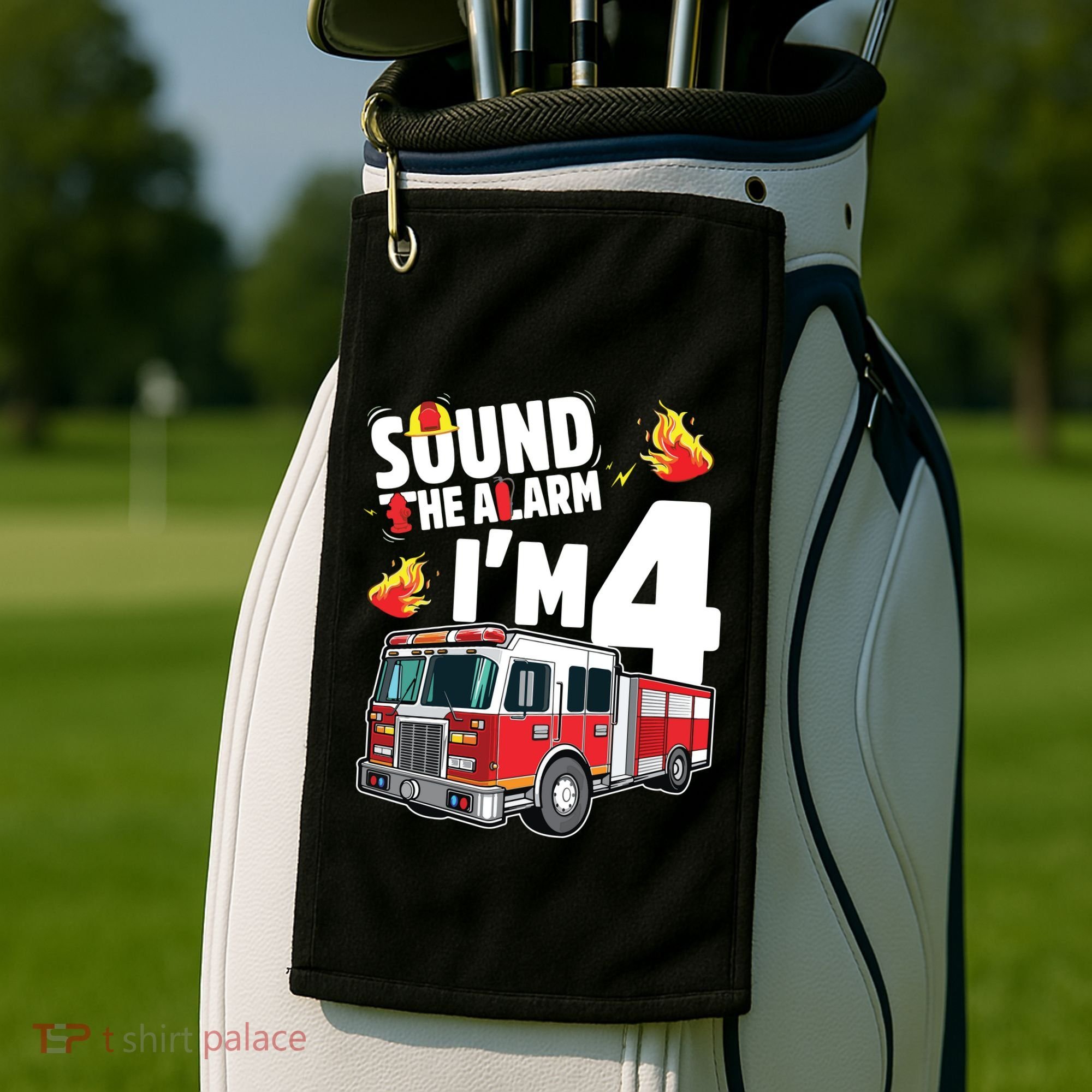 Kids Fire Truck 4th Birthday Boy Firefighter 4 Year Old Golf Towel