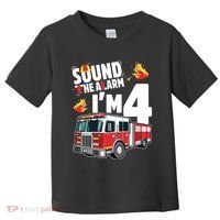 Kids Fire Truck 4th Birthday Boy Firefighter 4 Year Old Toddler T-Shirt thumb 0