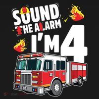 Kids Fire Truck 4th Birthday Boy Firefighter 4 Year Old Toddler T-Shirt thumb 4