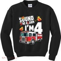 Kids Fire Truck 4th Birthday Boy Firefighter 4 Year Old Kids Sweatshirt thumb 0