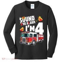 Kids Fire Truck 4th Birthday Boy Firefighter 4 Year Old Kids Long Sleeve Shirt thumb 0