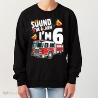 Kids Fire Truck 6th Birthday Boy Firefighter 6 Year Old Women's Sweatshirt thumb 0