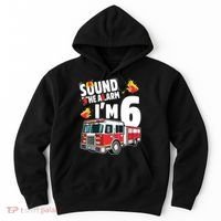 Kids Fire Truck 6th Birthday Boy Firefighter 6 Year Old Hoodie thumb 0