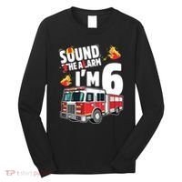 Kids Fire Truck 6th Birthday Boy Firefighter 6 Year Old Long Sleeve Shirt thumb 0