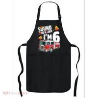 Kids Fire Truck 6th Birthday Boy Firefighter 6 Year Old Apron thumb 0