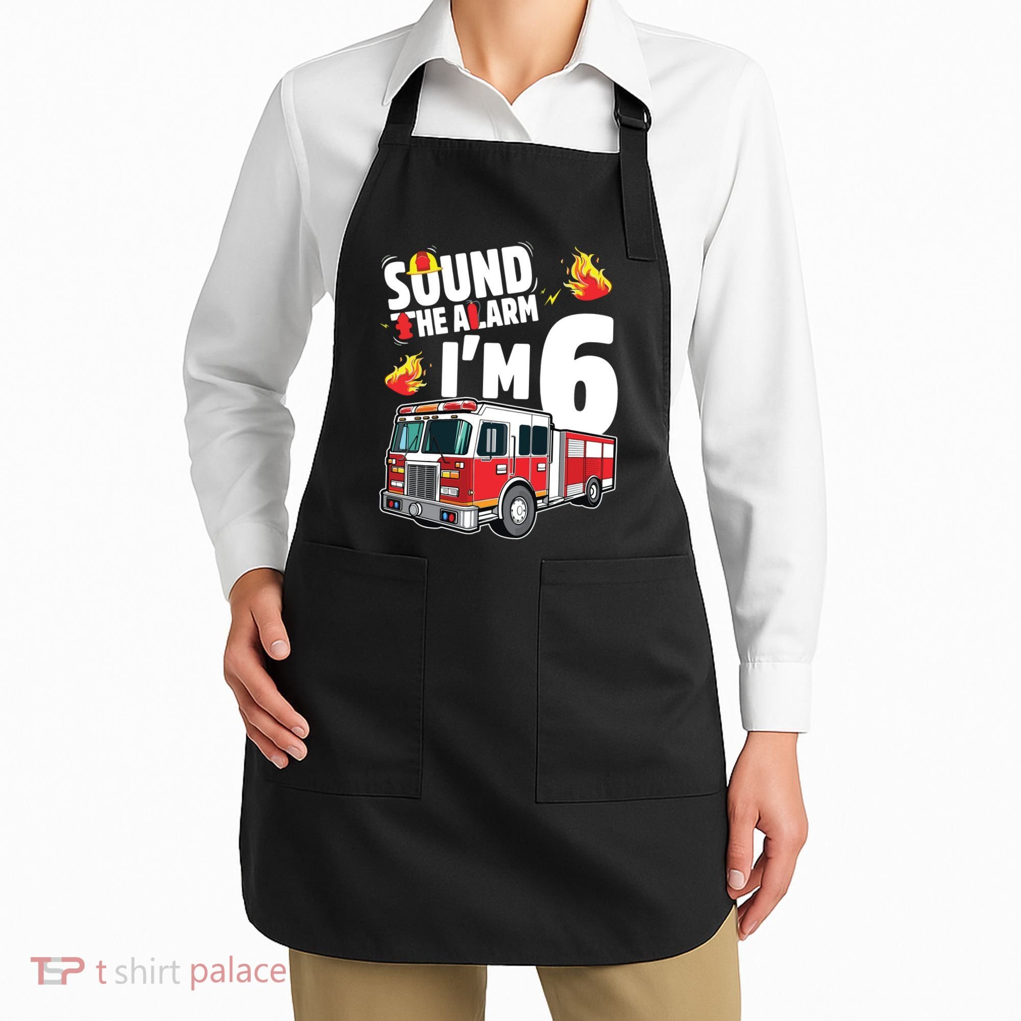 Kids Fire Truck 6th Birthday Boy Firefighter 6 Year Old Apron