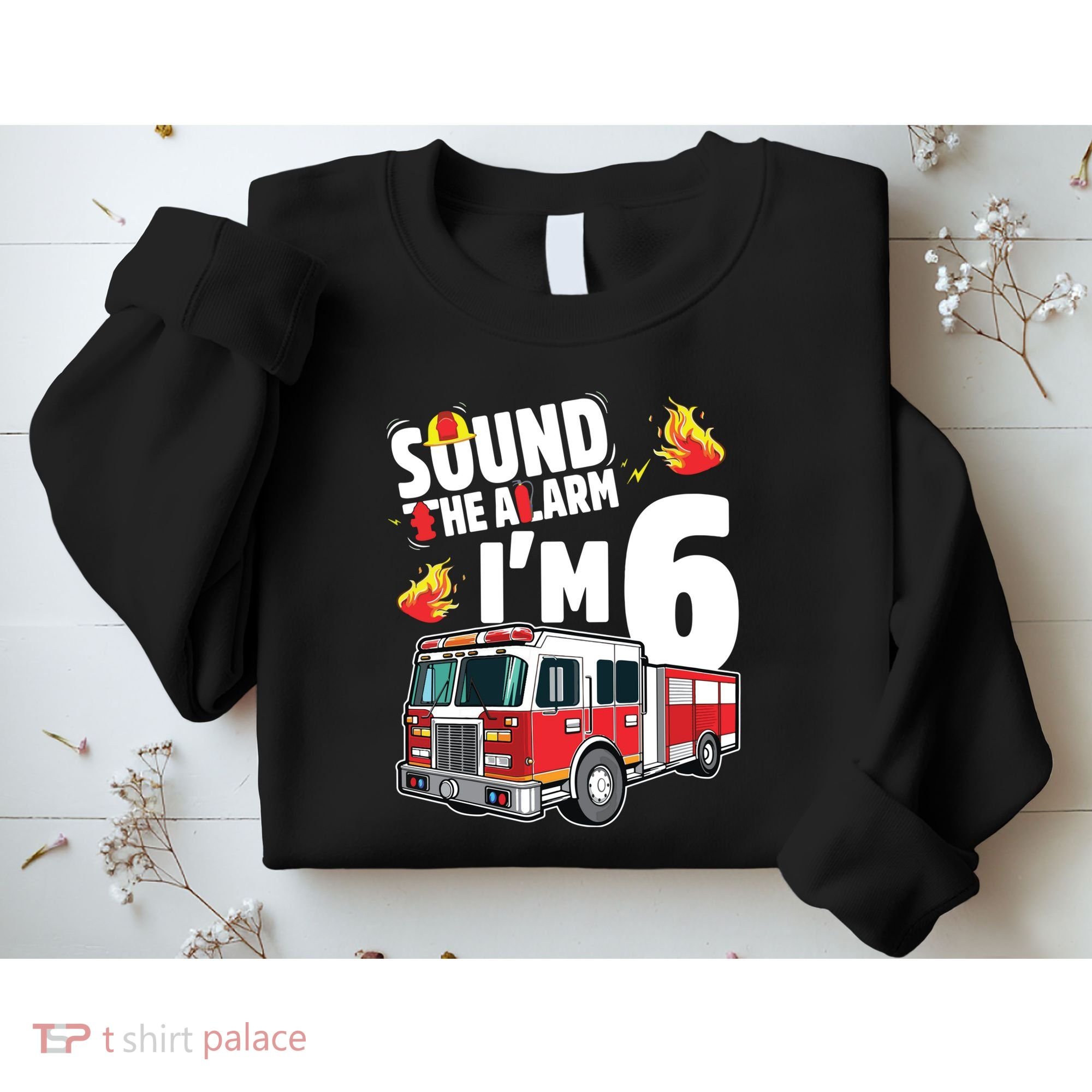 Kids Fire Truck 6th Birthday Boy Firefighter 6 Year Old Sweatshirt