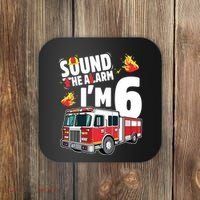 Kids Fire Truck 6th Birthday Boy Firefighter 6 Year Old Coaster thumb 0