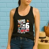 Kids Fire Truck 6th Birthday Boy Firefighter 6 Year Old Women's Tank Top thumb 2