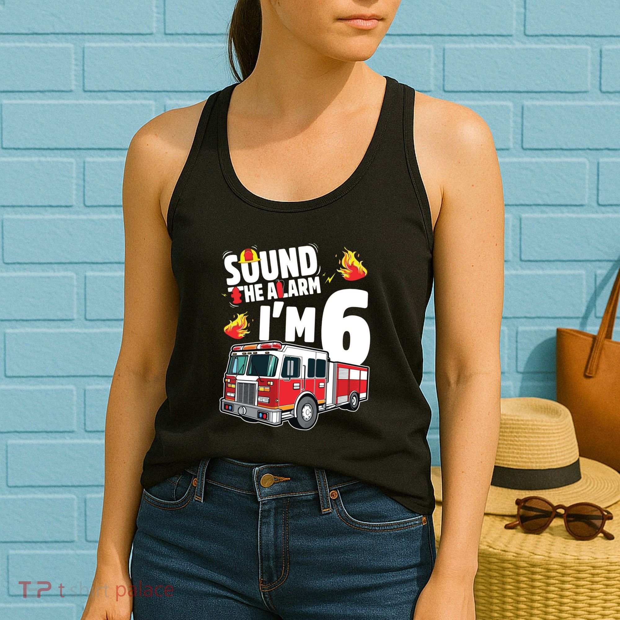 Kids Fire Truck 6th Birthday Boy Firefighter 6 Year Old Women's Tank Top