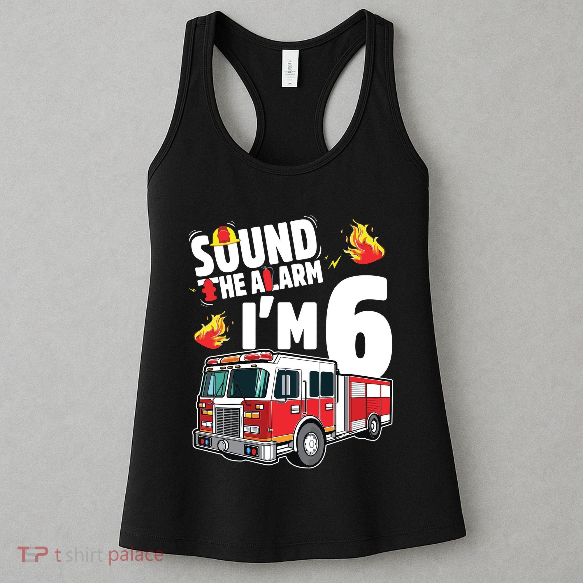 Kids Fire Truck 6th Birthday Boy Firefighter 6 Year Old Women's Tank Top