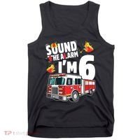 Kids Fire Truck 6th Birthday Boy Firefighter 6 Year Old Tank Top thumb 0