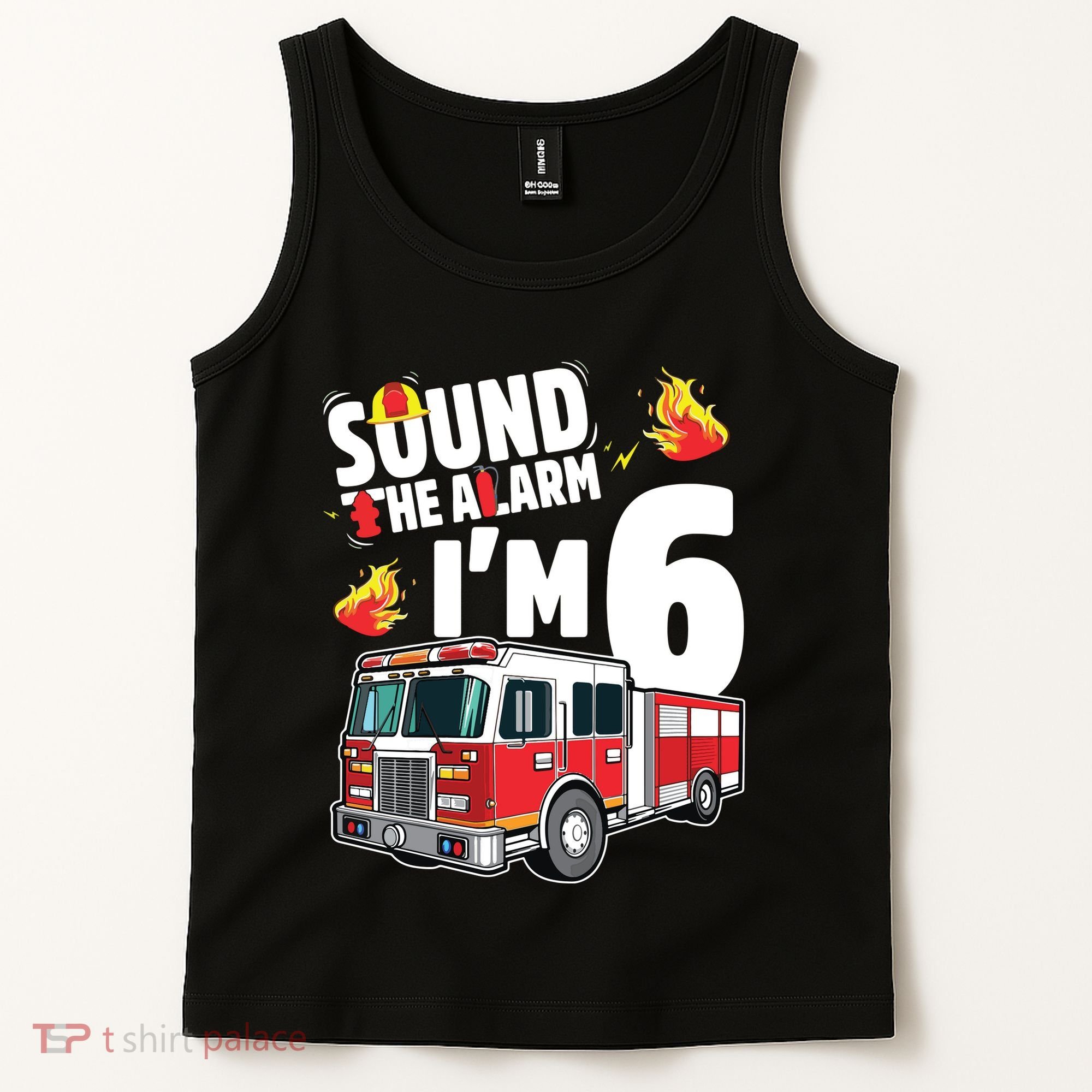 Kids Fire Truck 6th Birthday Boy Firefighter 6 Year Old Tank Top