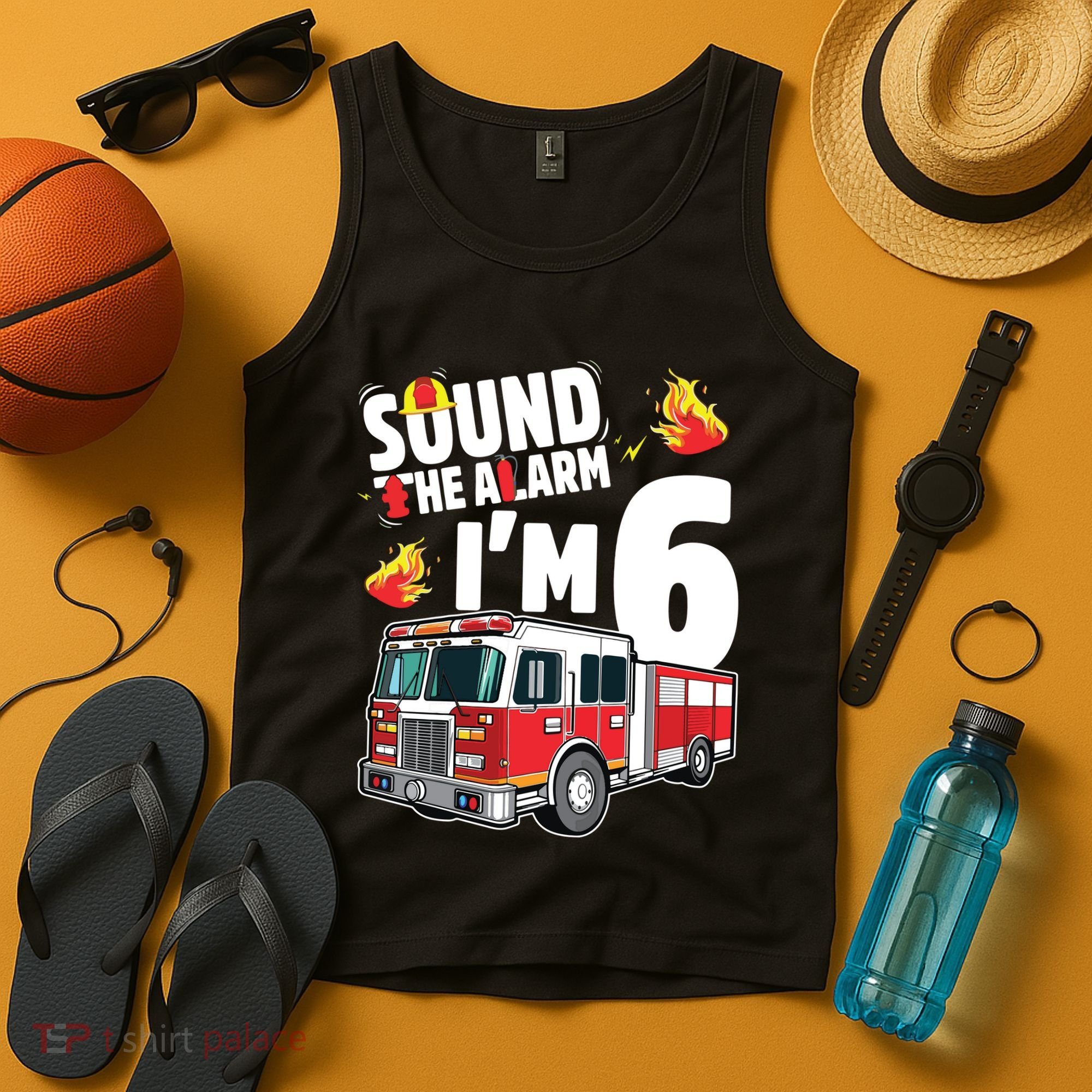 Kids Fire Truck 6th Birthday Boy Firefighter 6 Year Old Tank Top
