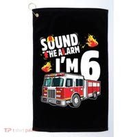 Kids Fire Truck 6th Birthday Boy Firefighter 6 Year Old Golf Towel thumb 0