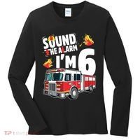 Kids Fire Truck 6th Birthday Boy Firefighter 6 Year Old Women's Long Sleeve Shirt thumb 0
