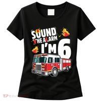 Kids Fire Truck 6th Birthday Boy Firefighter 6 Year Old Women's T-Shirt thumb 0