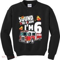 Kids Fire Truck 6th Birthday Boy Firefighter 6 Year Old Kids Sweatshirt thumb 0