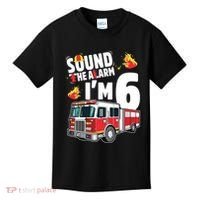 Kids Fire Truck 6th Birthday Boy Firefighter 6 Year Old Kids T-Shirt thumb 0