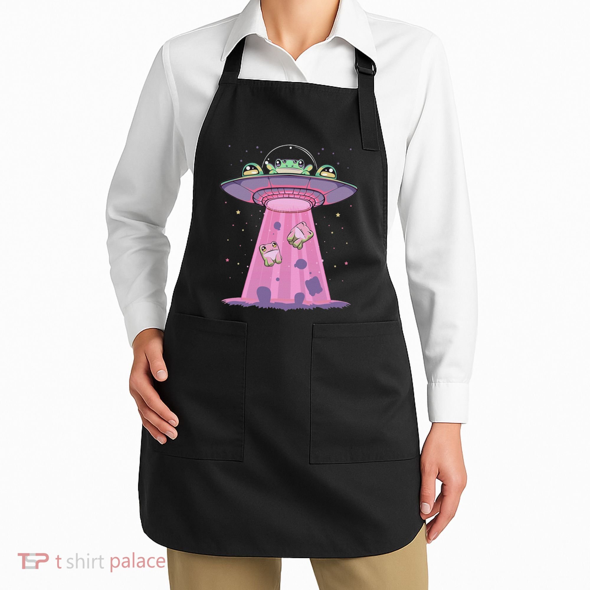 Kawaii Frogs Ufo Aliens Frog Apron