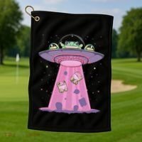 Kawaii Frogs Ufo Aliens Frog Golf Towel thumb 1