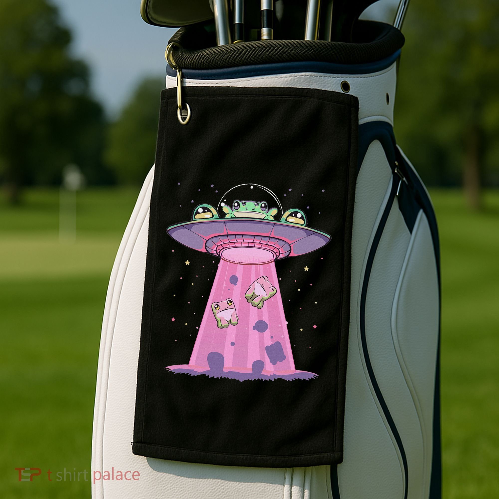 Kawaii Frogs Ufo Aliens Frog Golf Towel