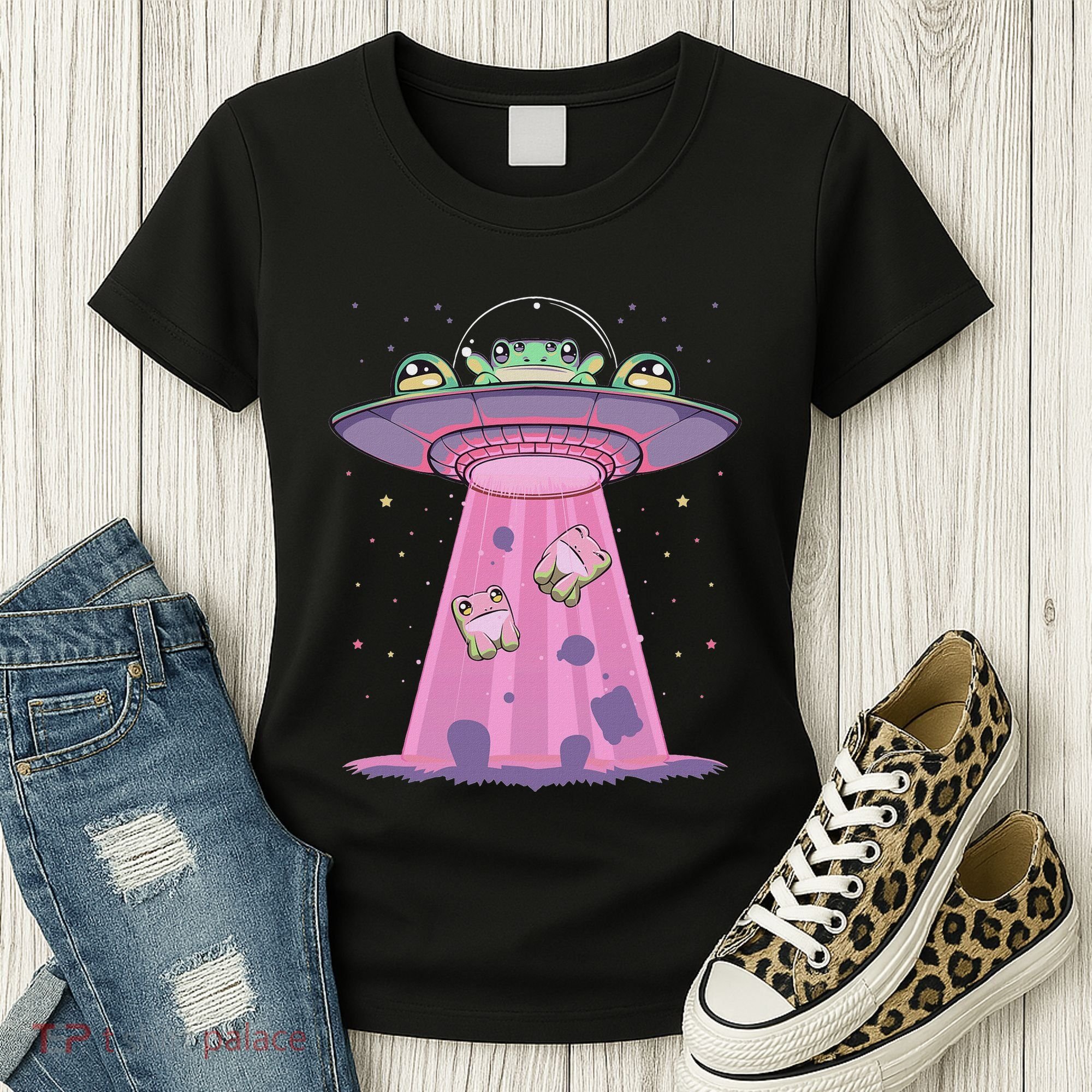 Kawaii Frogs Ufo Aliens Frog Women's T-Shirt