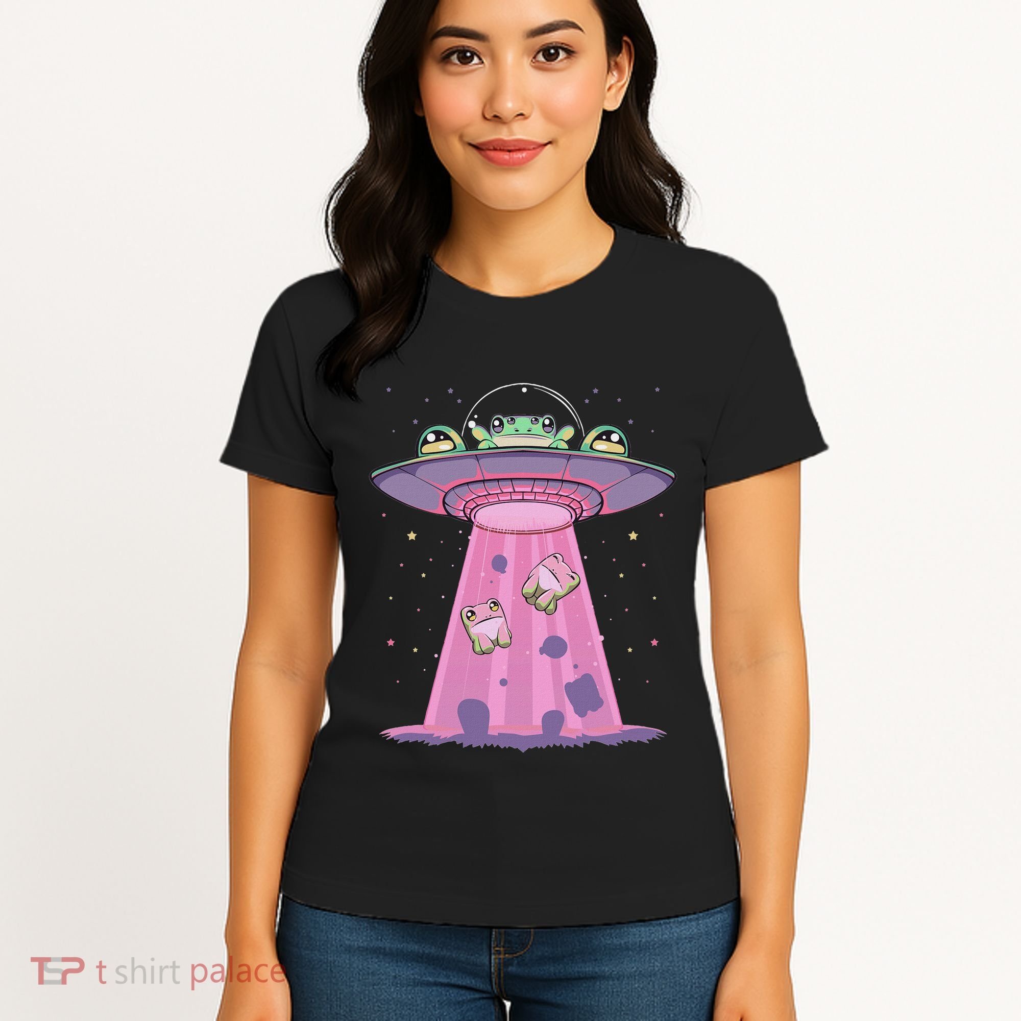 Kawaii Frogs Ufo Aliens Frog Women's T-Shirt