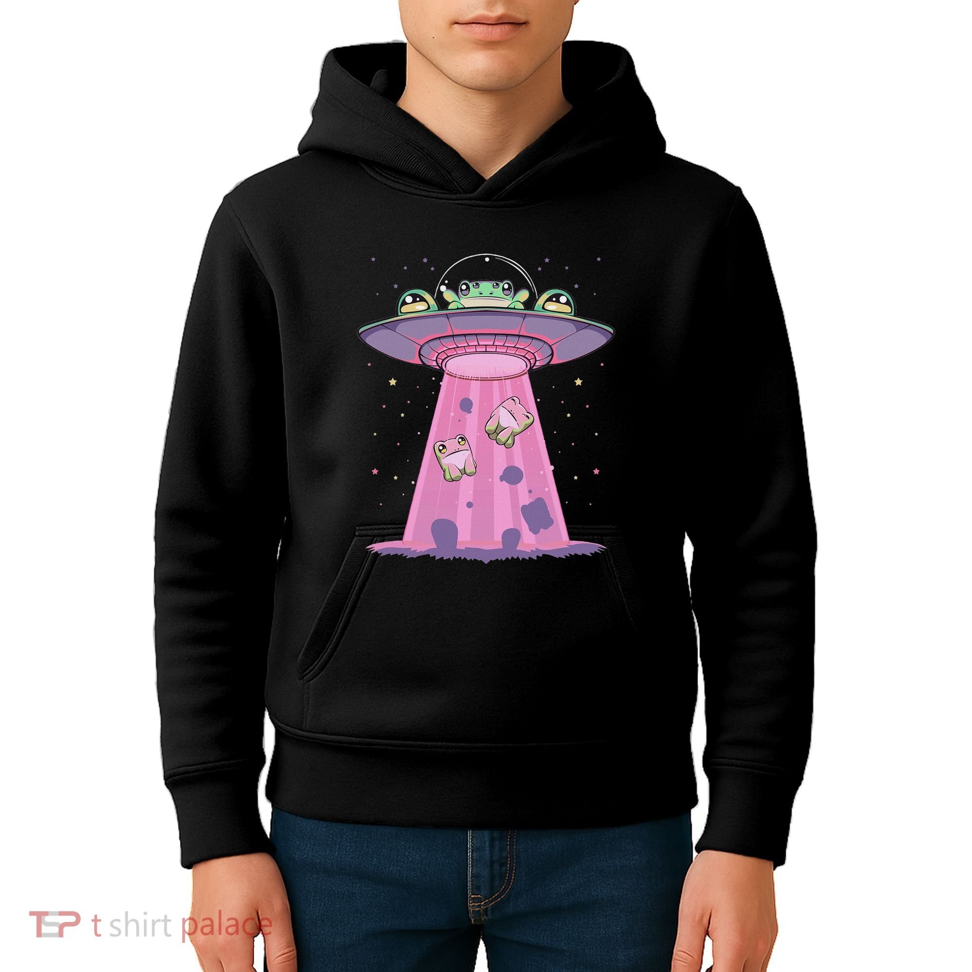 Kawaii Frogs Ufo Aliens Frog Kids Hoodie