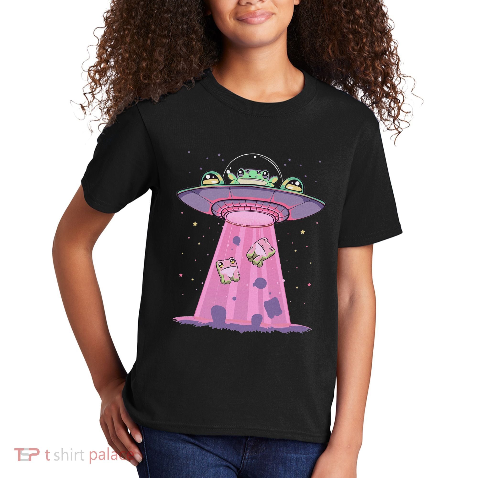 Kawaii Frogs Ufo Aliens Frog Kids T-Shirt
