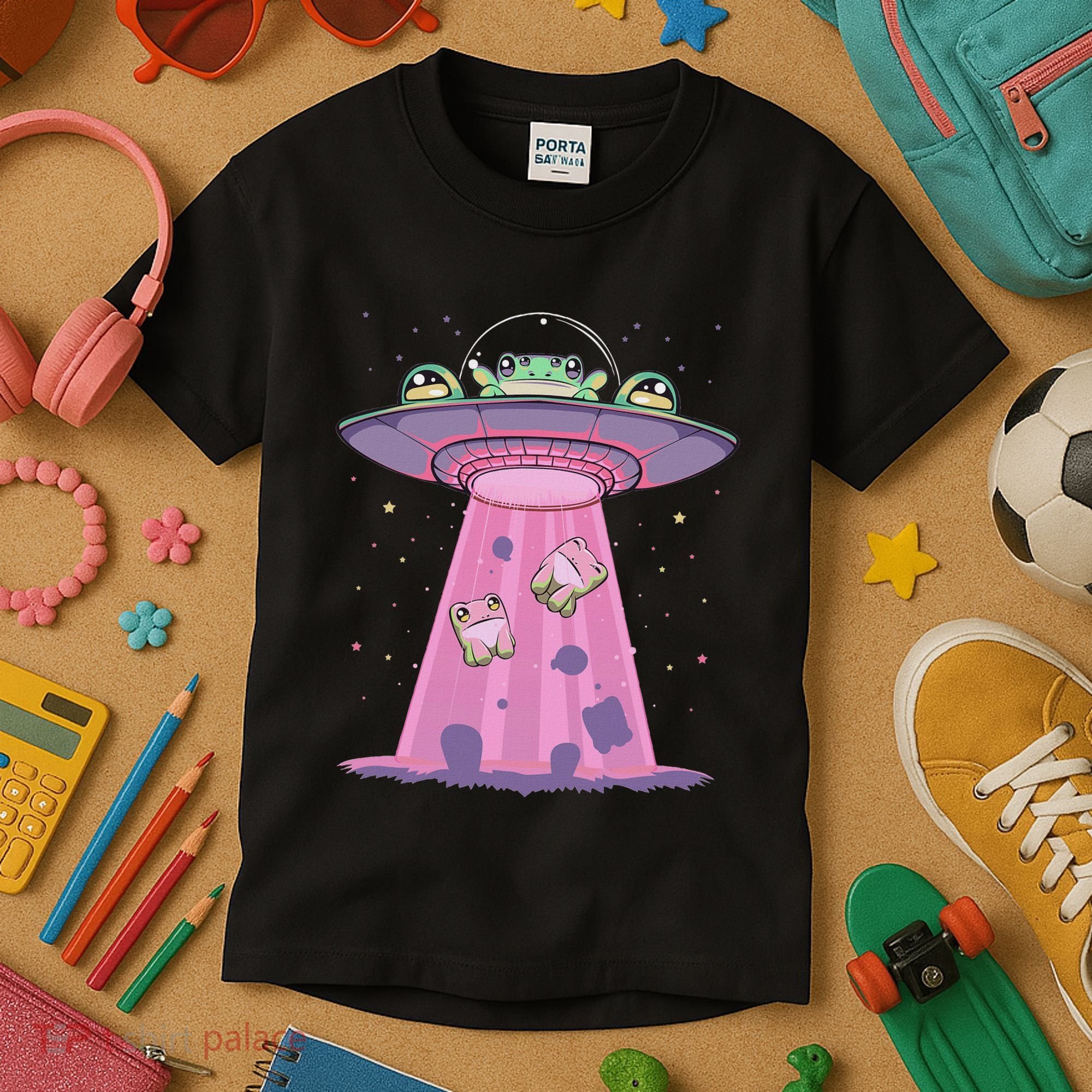 Kawaii Frogs Ufo Aliens Frog Kids T-Shirt