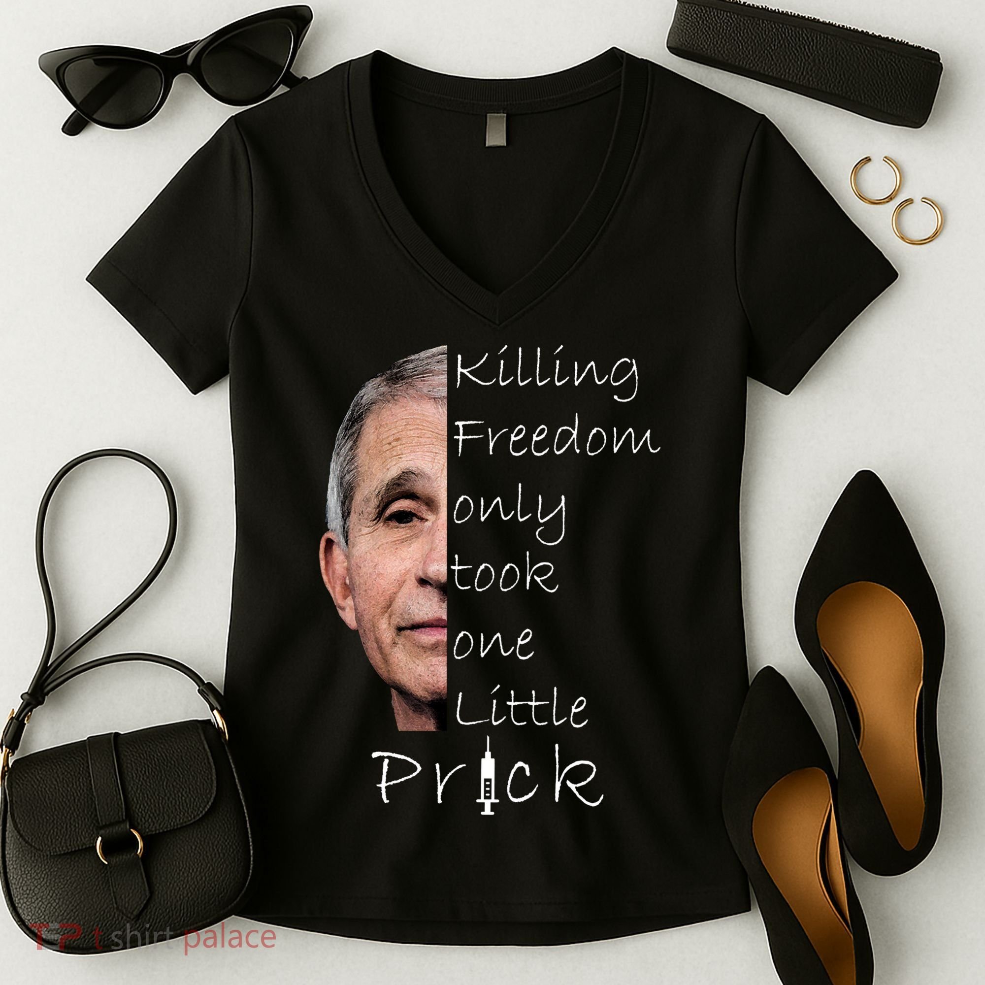 Killing Freedom Vaccine Dr Fauci Women's V-Neck T-Shirt