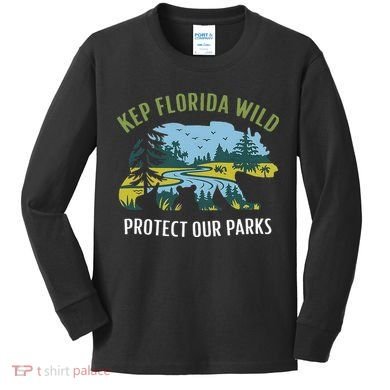 Keep Florida Wild Protect Our Parks Wildlife Kids Long Sleeve Shirt