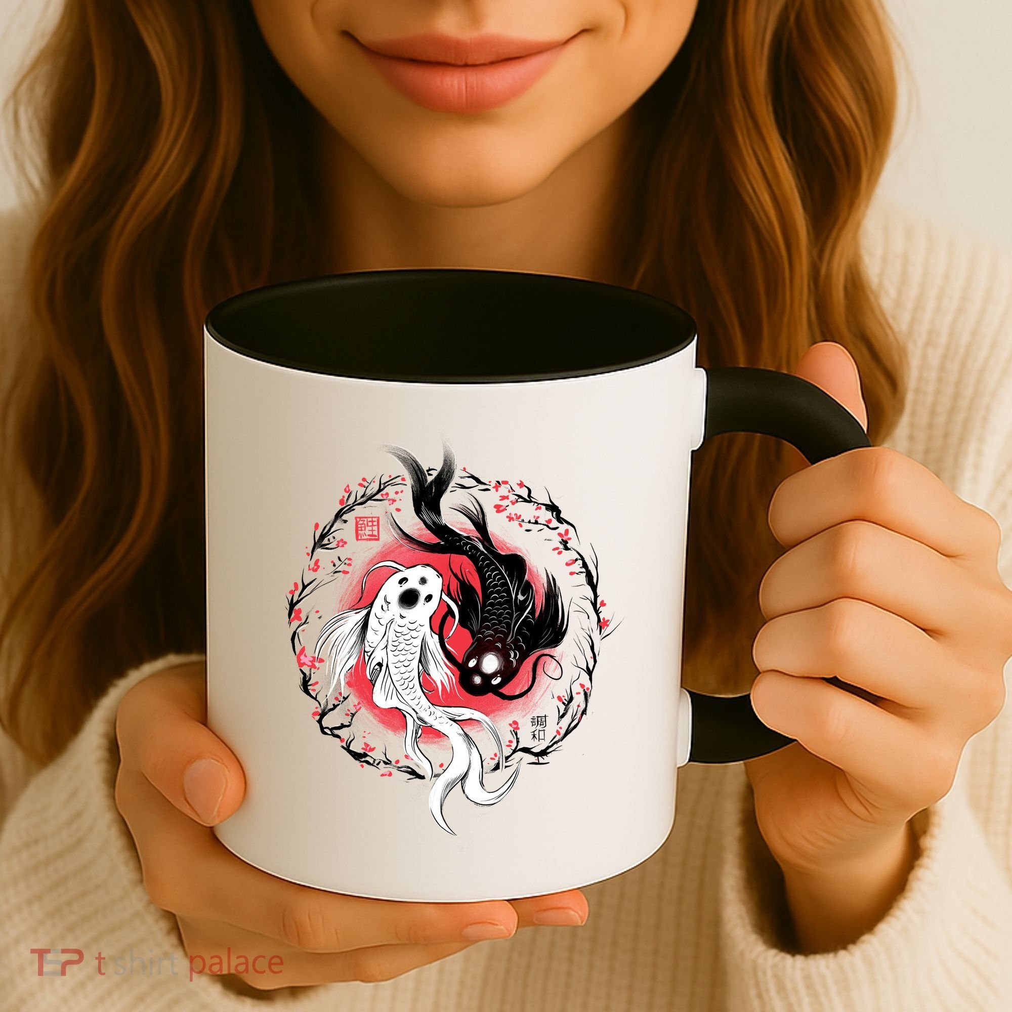 Koi Fish Ying Yang Japanese Coffee Mug